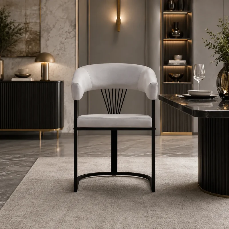 4 Chaises Brittany Velours Metal Pieds Noir