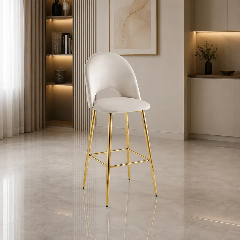 4 Chaises Bar Amelia Pieds Dore