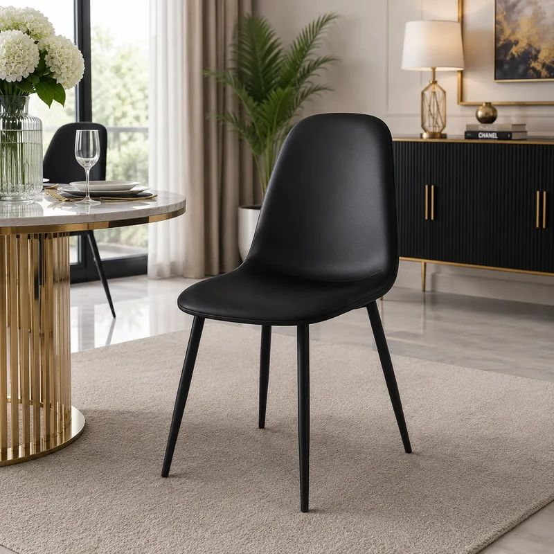Lot de 4 ou 6 Chaises Scandi Pied Noir