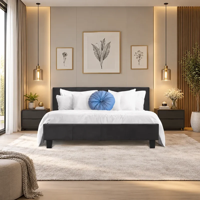 Lit avec Sommier 140x190 - 160x200 Noir