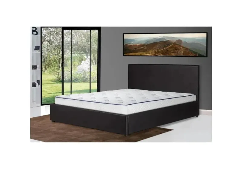 Swedzo Lit Coffre Gris Lit double Noir