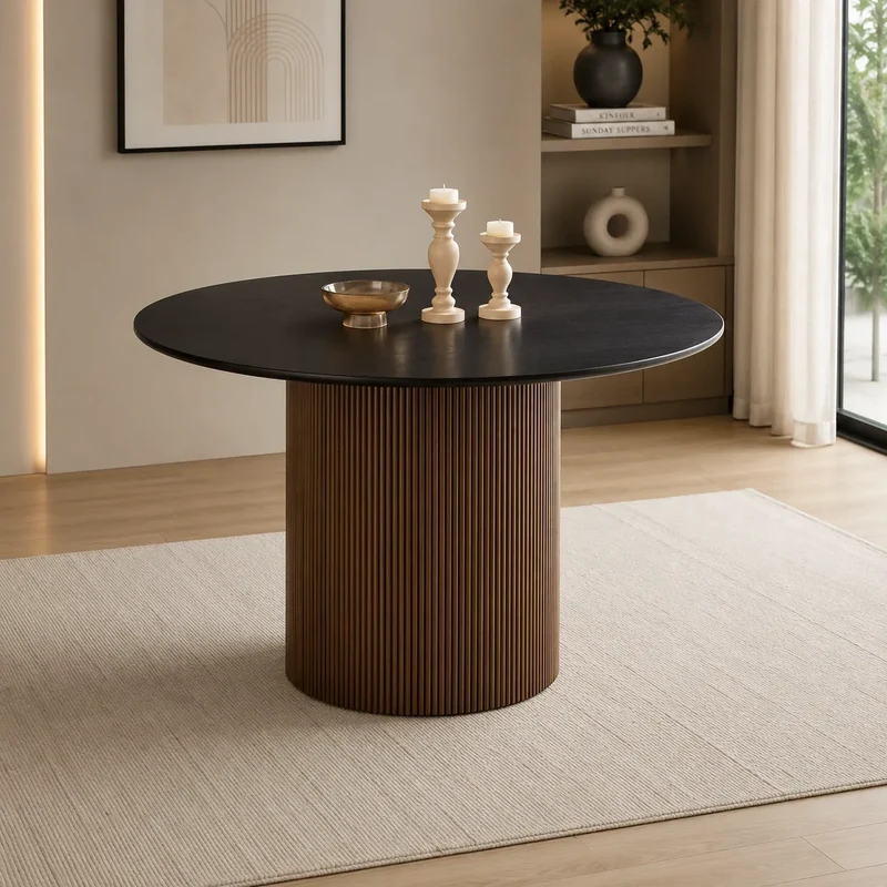Table à Manger Baieta Pied Gold Plateau Noir 120x75 CM