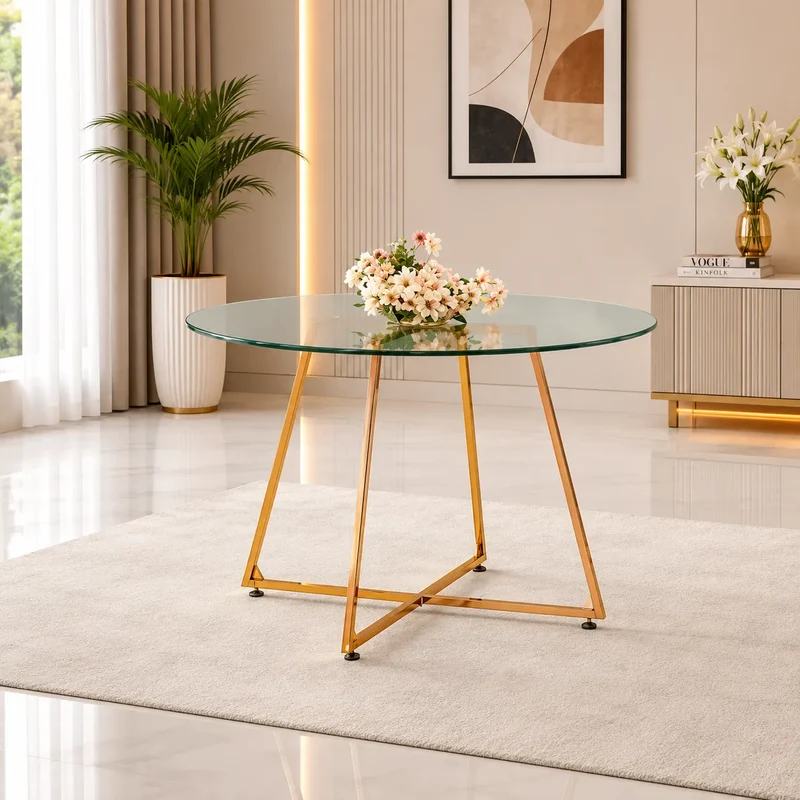 Table Repas Heloise Pieds Or Rose