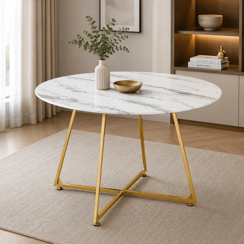 Table Repas Heloise Pieds Gold 120 CM