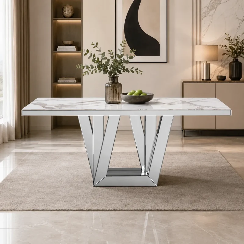 Table Elegance Marbre Blanc 180x190x75 CM