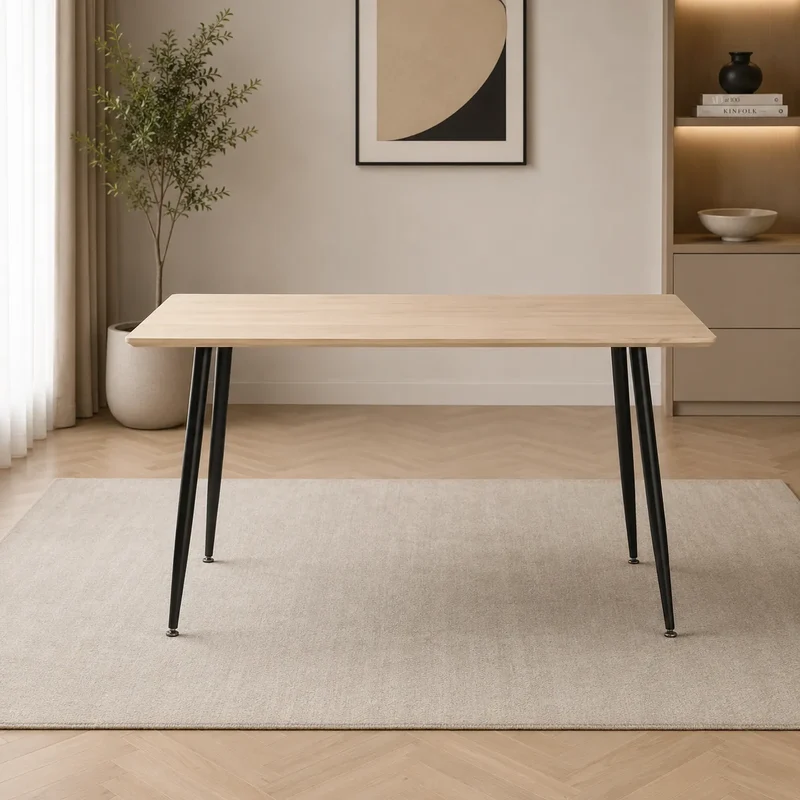 Table Repas Ammo Metal Noir Plateau En Noyer 120x70 CM