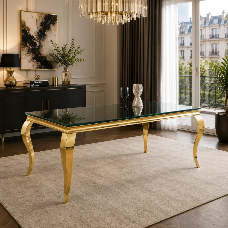Table Repas Baroque Gold Miroir