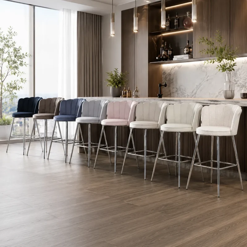 Tabouret de Bar Nymphea Velours Chrome