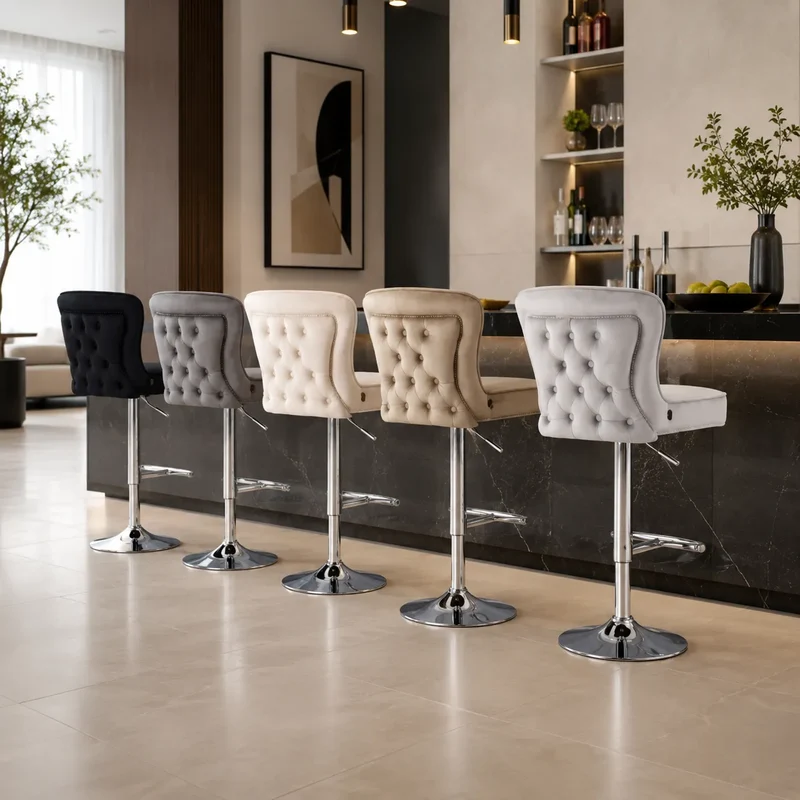 Tabouret de Bar Gabrielle Chrome Anthracite – 2 ou 4 Pièces