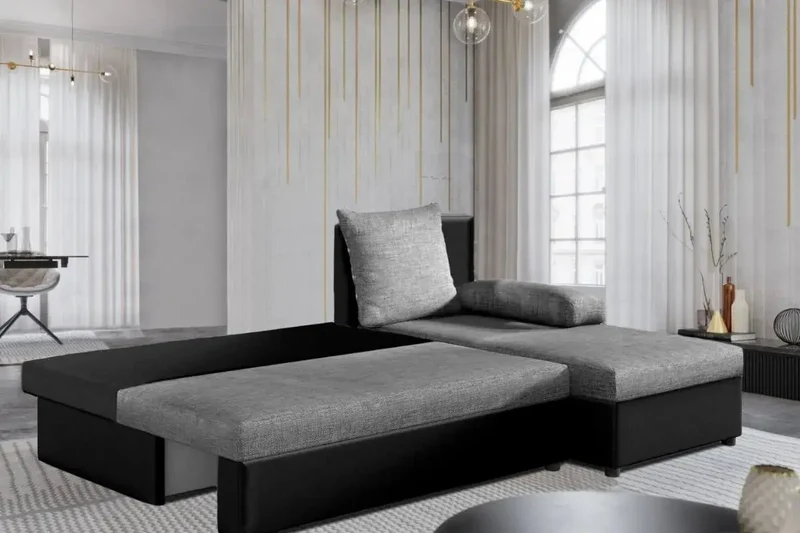 Modéle Canapé d’angle Convertible avec Accoudoirs Coussins