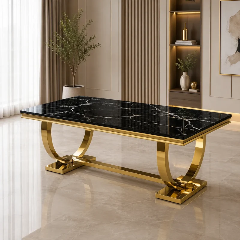 Table à manger marbre noir BOBO 180cm