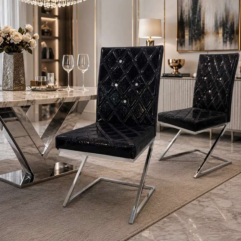 Chaises chromé croco AVA 4 chaises