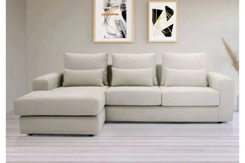 Canapé d'angle modulable crème SYRA