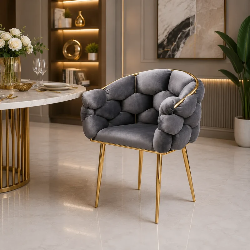 LOT DE 4 CHAISES BALLON GOLD Velours