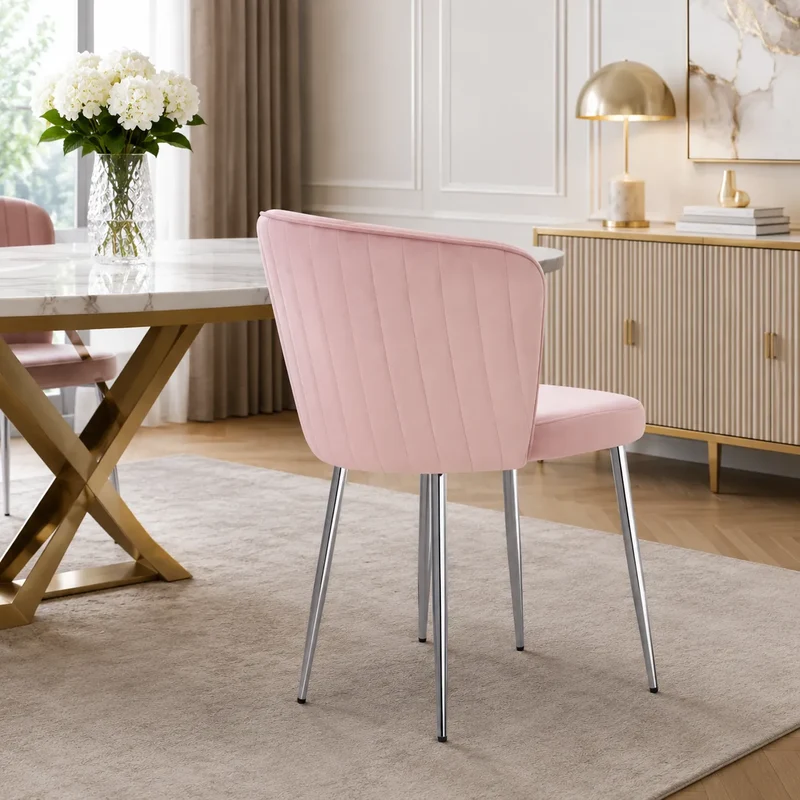 Lot De 4 Chaises Diana Chrome Velours