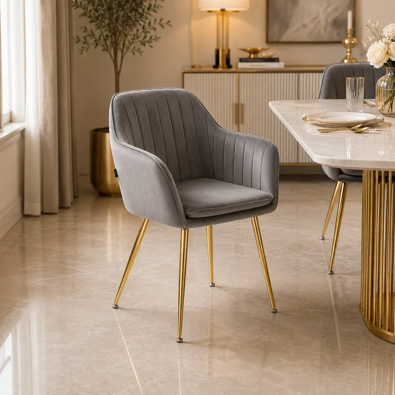 Lot De 2 Chaises Kanvas Pieds Gold Velours