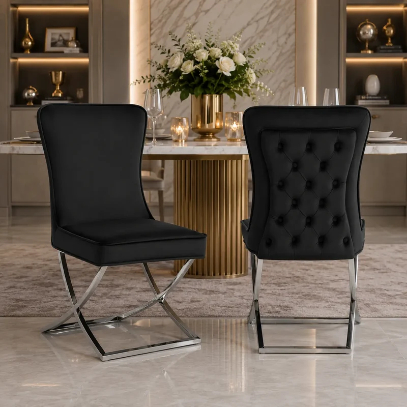 Lot De 4 Chaises Gabrielle Chrome Velours