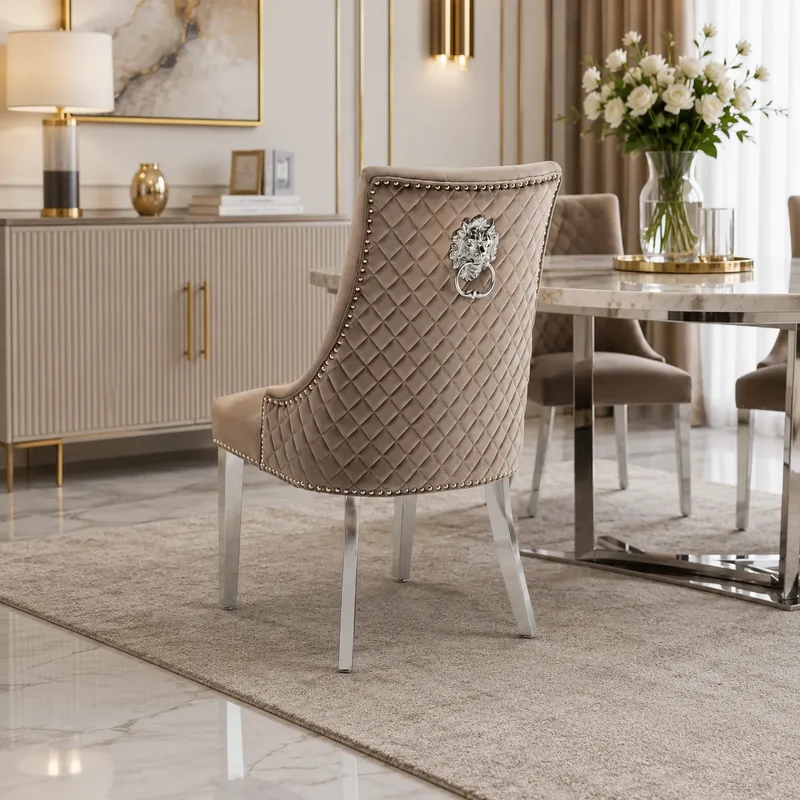 Lot de 2 Chaises Lion Matelassées Chrome