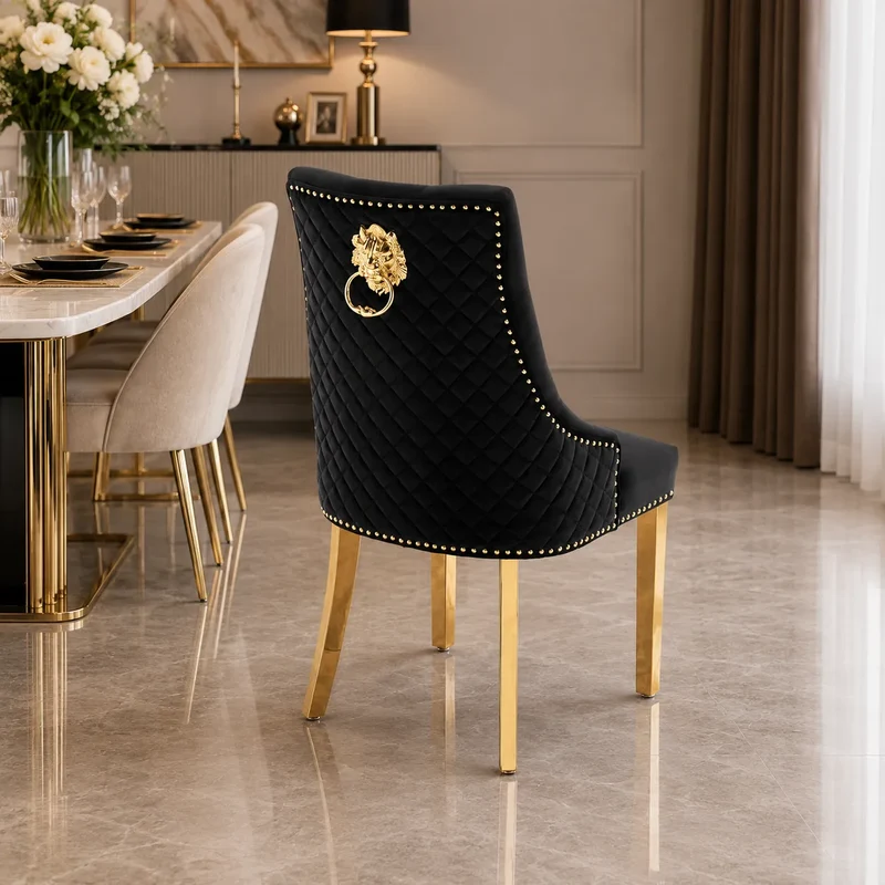 Lot de 2 Chaises Lion Matelassées Gold