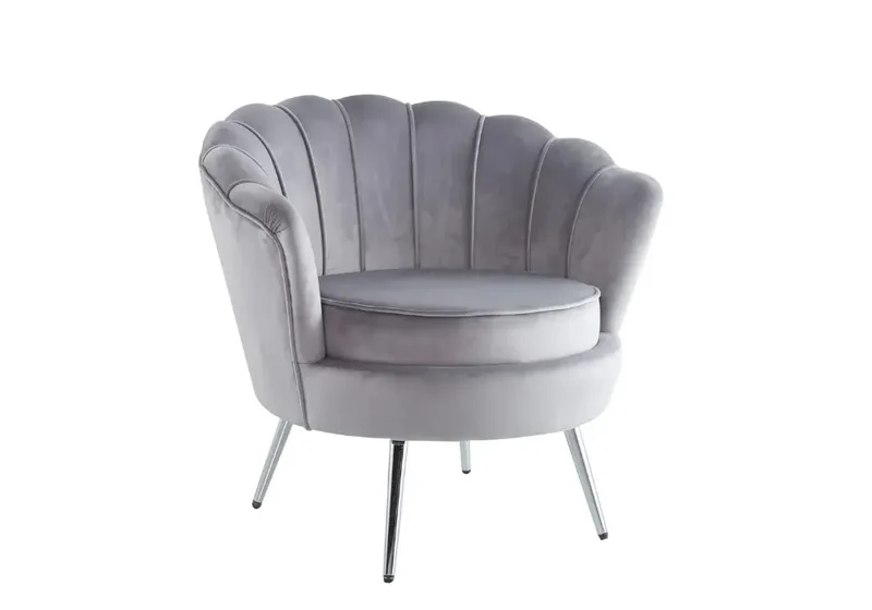 Plata Import Chaise longue en Velours bleu avec pieds argentés
