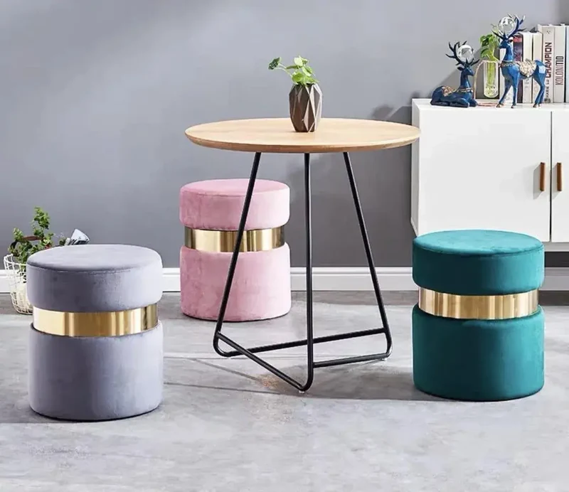 Pouf ALMA design doré en Velours
