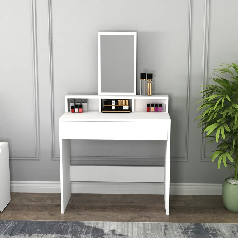 Luna Freestanding Compact Makeup Vanity Table with Mirror