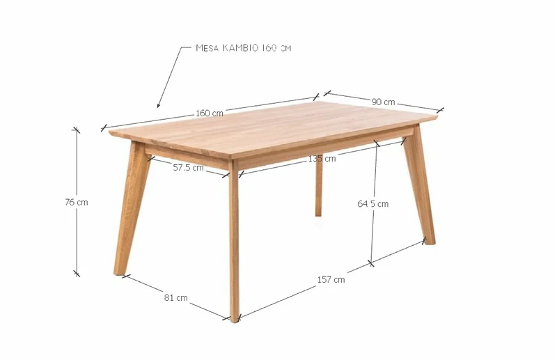 Table de salle à manger à rallonges en hêtre ou chêne massif KAMBIO 1 | VESKOR