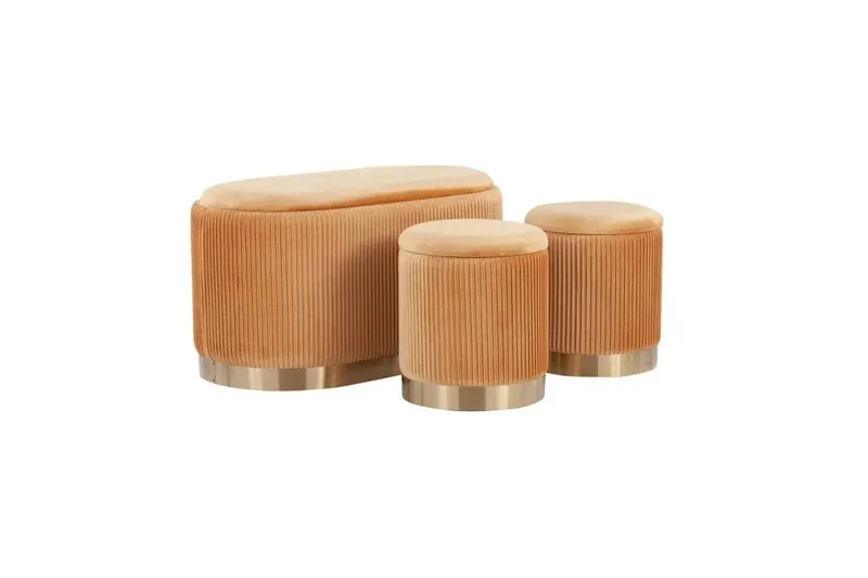 Pouf Velours Doré