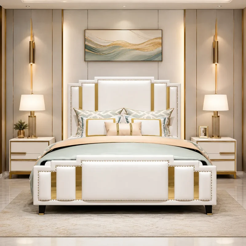 Lit Velours avec Sommier 160x200