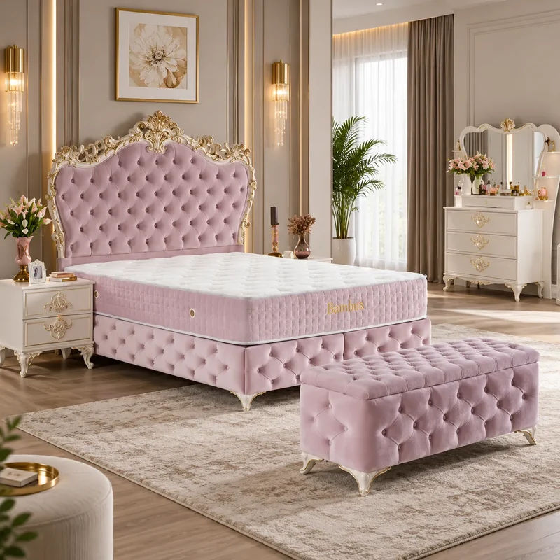 Lit Coffre Royal 180x200 cm avec Pied Ore