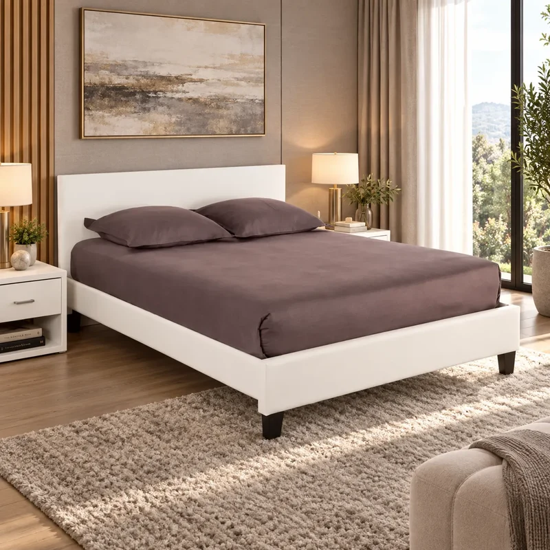 Lit avec sommier similicuir 140/190