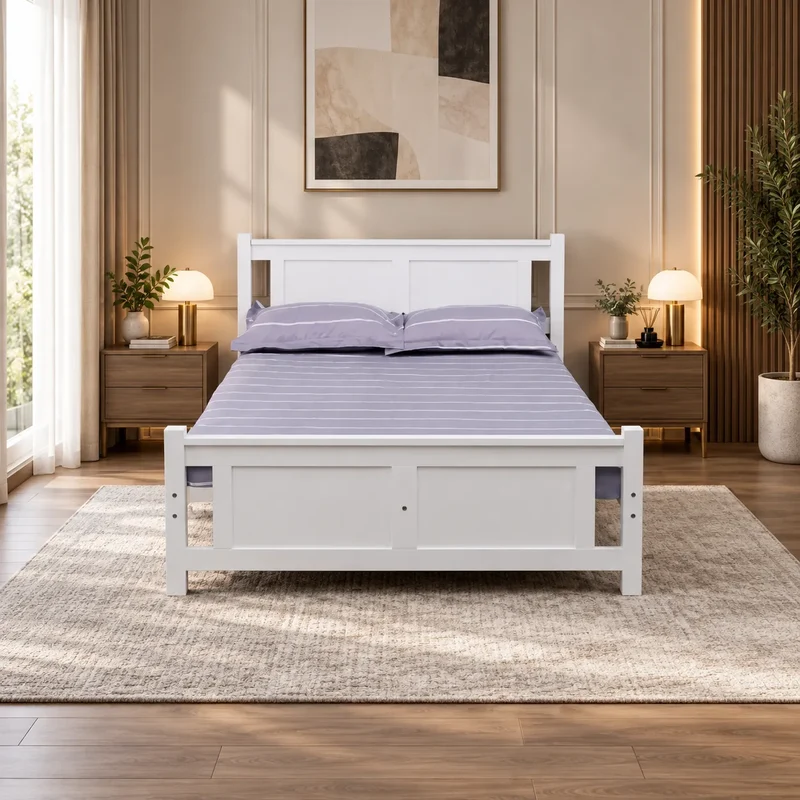 Lit Batna En Bois Blanc 140X190cm