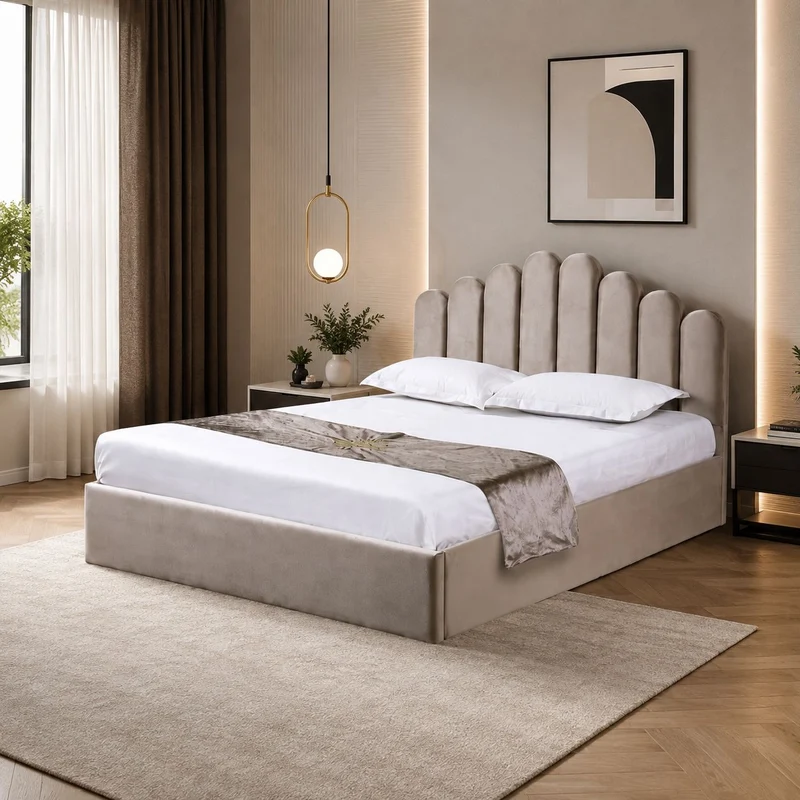 Lit Doha Velour avec Coffre 140/190