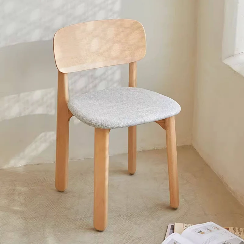 Curved Ergonomic Backrest Soft Padded Cushion Seat Solid Beech Wood Dining Chair - Minimalist Natural Wood Grain Reinforced Stable Frame & Non-Slip Floor-Protective Feet For Dining Room