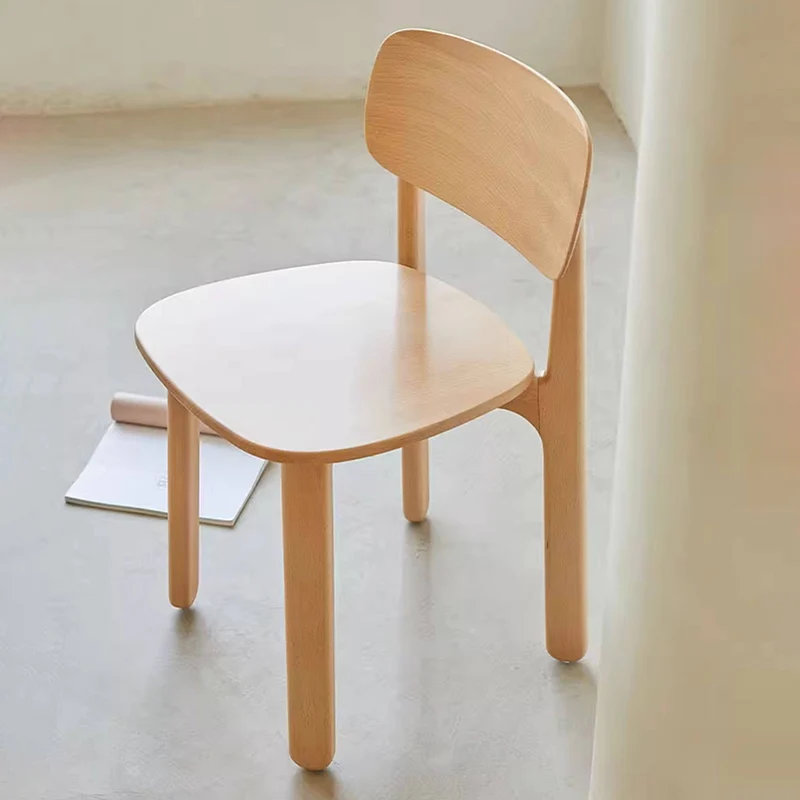 Premium Modern Natural Wood Grain Solid Beech Wood Dining Chair - Minimalist Curved Ergonomic Backrest, Reinforced Frame, Stable Legs & Non-Slip Foot Pads For Dining Room