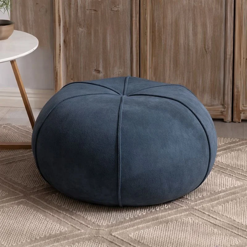 Contemporary Creative Pumpkin Solid Wood Plywood Frame Velvet Low Stool For Living Room And Entryway