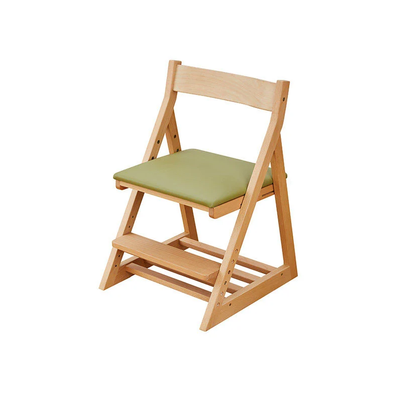 Modern Minimalist Triangular Beech Wood PU Leather Sponge Adjustable Kids Desk Chair Backrest Armless For Living Room & Study