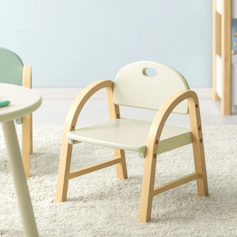 Contemporary Scandinavian Solid Wood Arc Liftable Kids Chair Backrest Armrest For Living Room