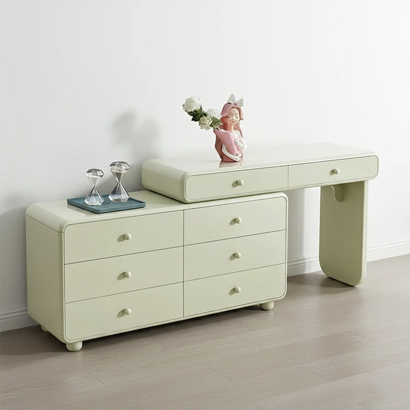 Expandable Modern Vanity Desk With 8 Drawers - MDF & Solid Particle Board Minimalist Makeup Vanity With Storage For Bedroom