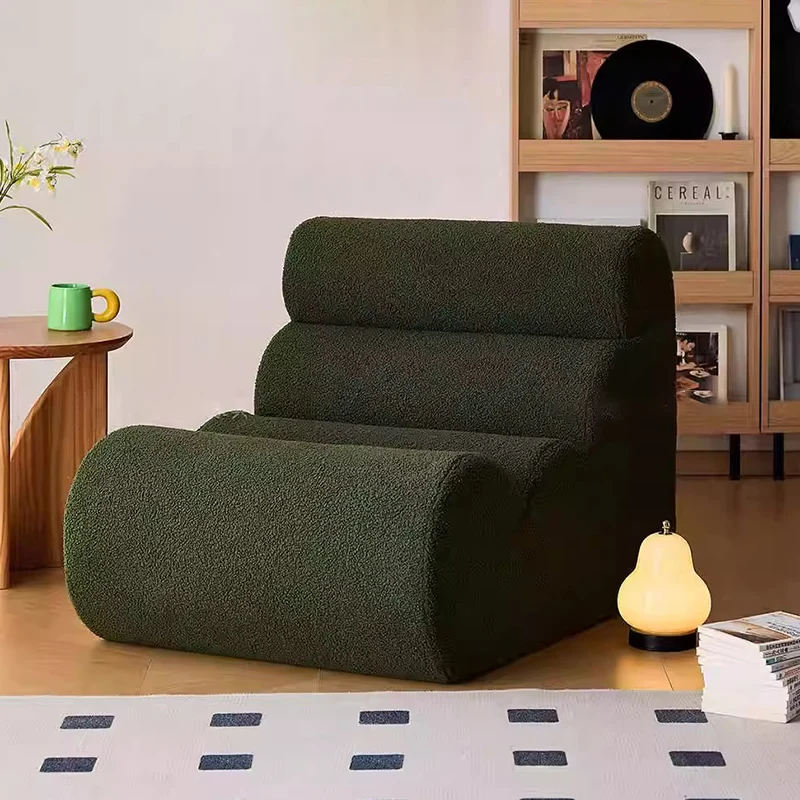 Contemporary Nordic Cloud Column Wave Sherpa Fabric Accent Chair Backrest Armless For Living Room