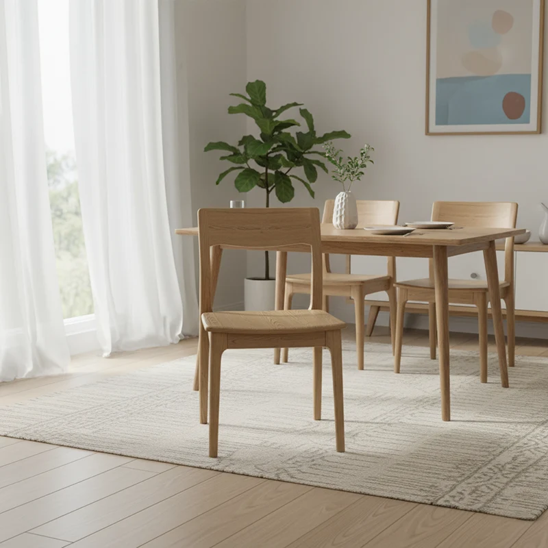 Traditional North American Ash Wood Chair - Smooth Curved Seat Sculpted Back Dining Chair For Dining Room