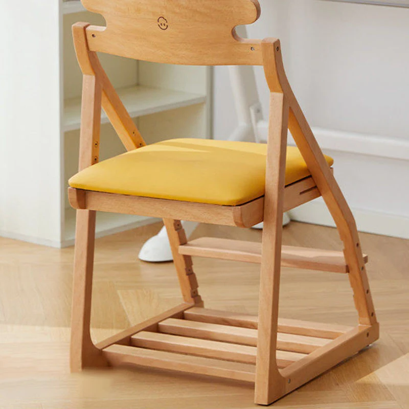 Modern Minimalist Triangular Beech Wood Solid Wood Plywood Silicone Leather Adjustable Kids Ergonomic Desk Chair Backrest Armless For Study