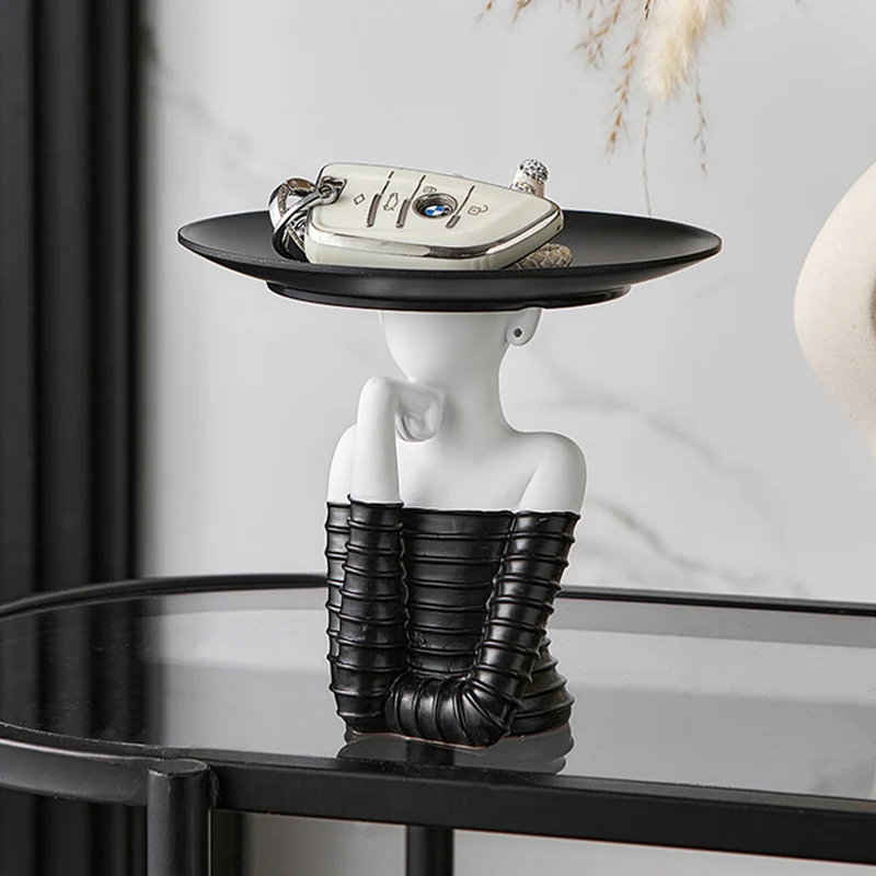 Modern Art Deco Resin Round Woman-shaped Desktop Storage Shelf For Living Room & Entryway