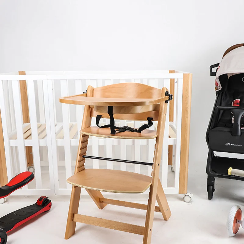 Modern Minimalist Plywood Adjustable Curved Kids High Chair Baby Dining Chair With Armrest & Backrest For Living Room