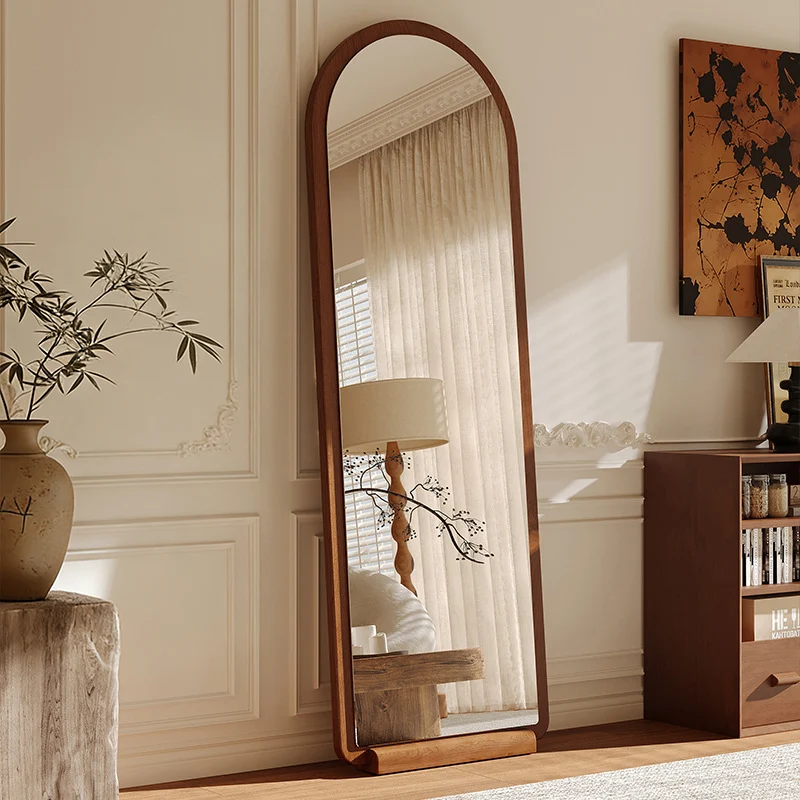 Contemporary Retro Pine & MDF Glass Rectangular Full-Length Floor Mirror Freestanding & Leaning Design For Bedroom & Living Room