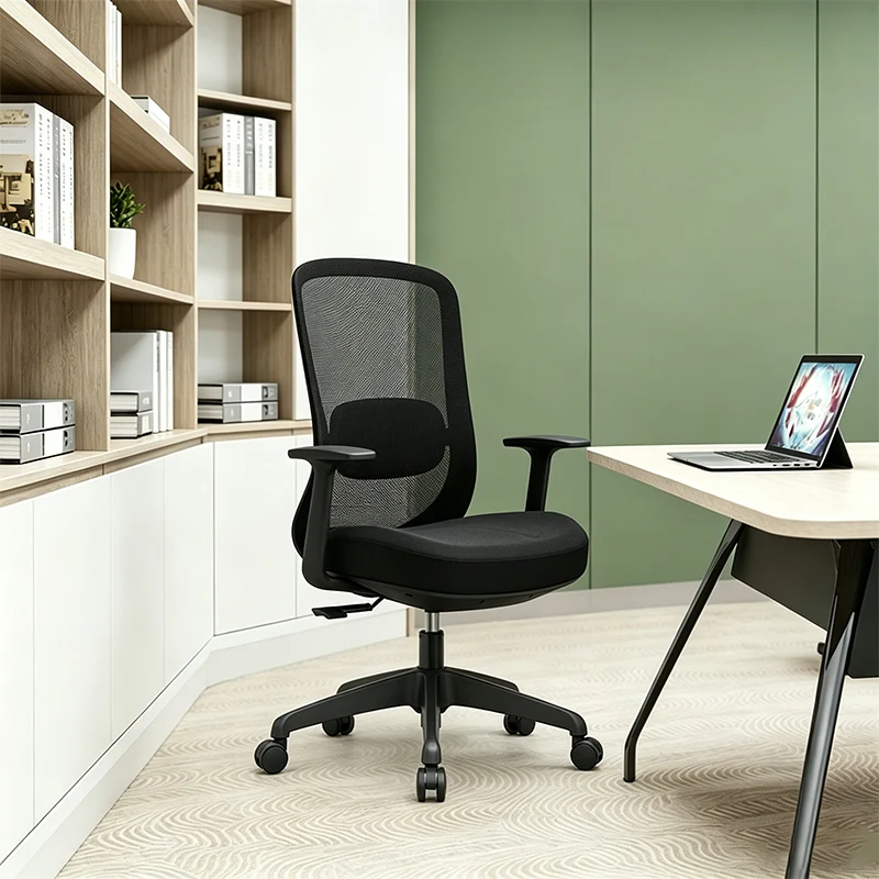 Modern Minimalist Mid-Back Desk Chair: Lumbar Support Design - Ergonomic Office Chair For Home Office