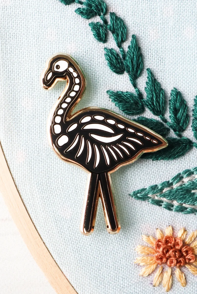 Shadow the Skeleton Flamingo Needle Minder