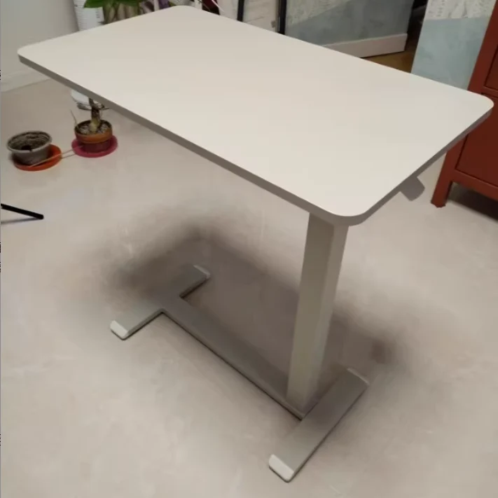 Modern Minimalist Engineered Wood Carbon Steel Height-Adjustable Rounded Rectangular Side Table With 1-Tier For Living Room