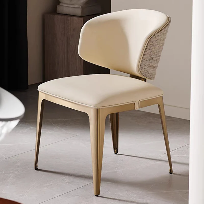 Contemporary Luxury Square Rectangular Microfiber Leather Stainless Steel Dining Chair Backrest Armless For Dining Room & Kitchen