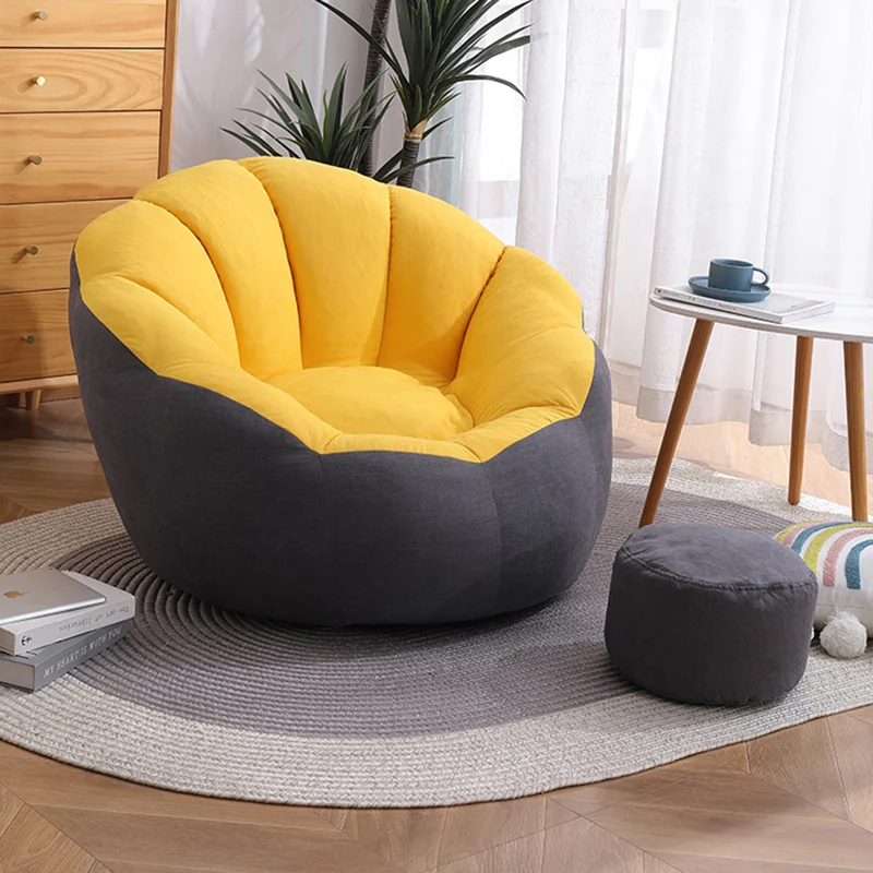 Modern Minimalist Round Floral-Shaped Cotton Linen EPS & EPP Particle Accent Chair Backrest Armrest For Living Room